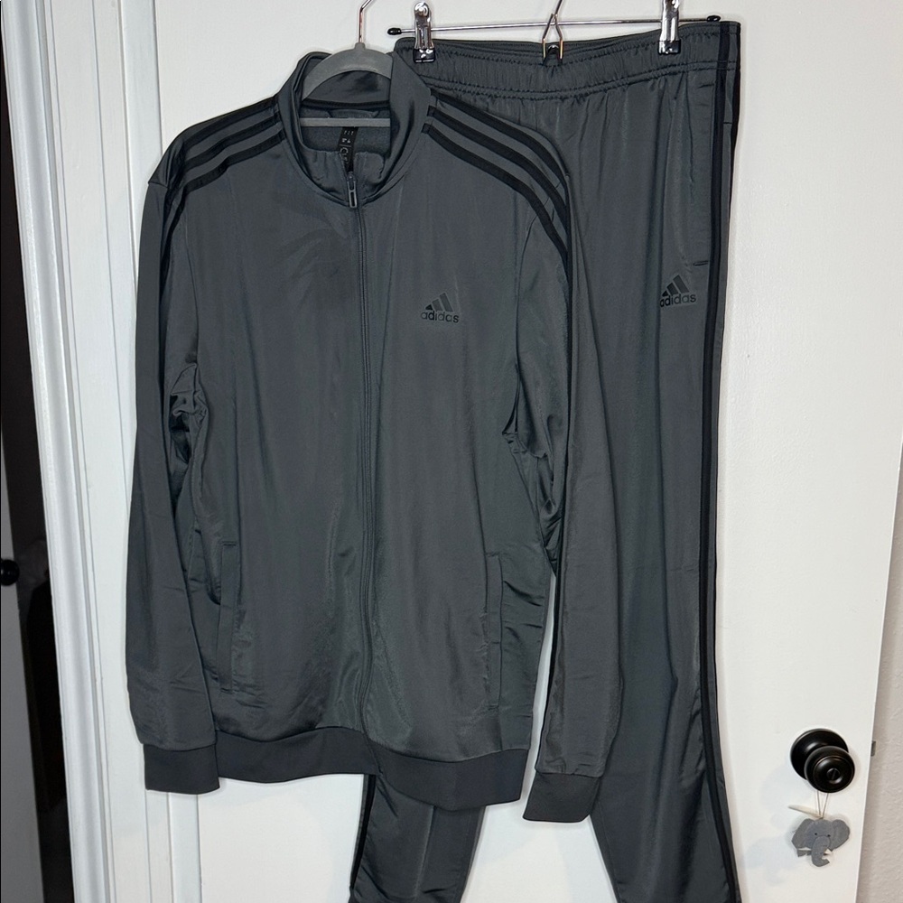 Adidas Men's Charcoal Gray Track Jacket and Pants